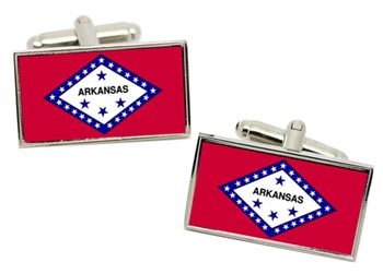 Arkansas USA Flag Cufflinks in Chrome Box