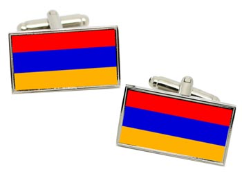 Armenia Flag Cufflinks in Chrome Box