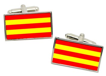 Aust-Agder (Norway) Flag Cufflinks in Chrome Box