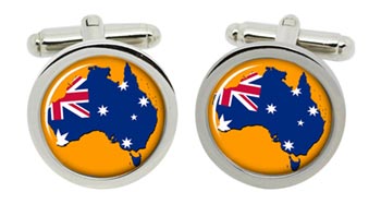Australian Flag Map Cufflinks in Chrome Box