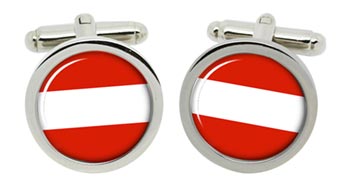 Austrian Flag (Flagge Österreichs) Cufflinks in Chrome Box