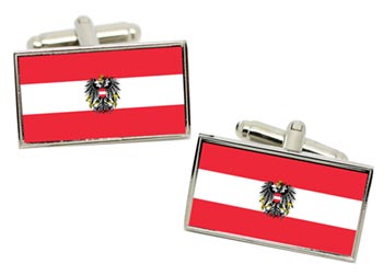 Austrian State Flag Cufflinks in Chrome Box