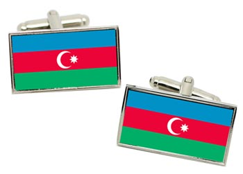 Azerbaijan Flag Cufflinks in Chrome Box