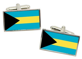 Bahamas Flag Cufflinks in Chrome Box