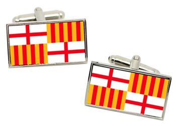Barcelona (Spain) Flag Cufflinks in Chrome Box