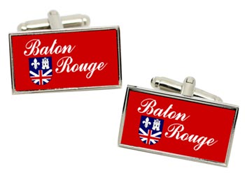 Baton Rouge LA (USA) Flag Cufflinks in Chrome Box