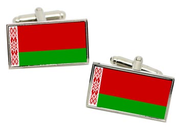 Belarus Flag Cufflinks in Chrome Box