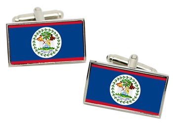 Belize Flag Cufflinks in Chrome Box