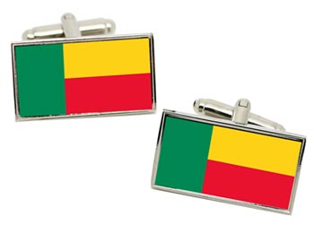 Benin Flag Cufflinks in Chrome Box