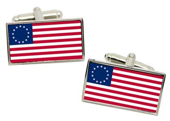 Betsy Ross Flag (USA) Flag Cufflinks in Chrome Box