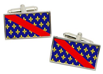 Bourbonnais (France) Flag Cufflinks in Chrome Box