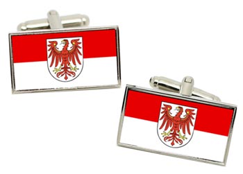 Brandenburg (Germany) Flag Cufflinks in Chrome Box