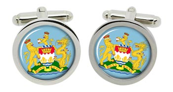 British Hong Kong Cufflinks in Chrome Box