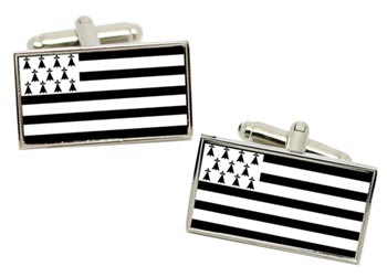 Brittany (France) Flag Cufflinks in Chrome Box