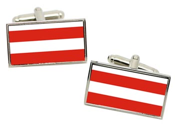 Brno (Czech) Flag Cufflinks in Chrome Box