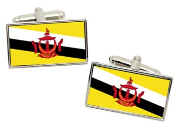 Brunei Flag Cufflinks in Chrome Box