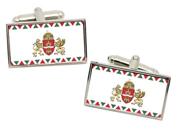 Budapest (Hungary) Flag Cufflinks in Chrome Box