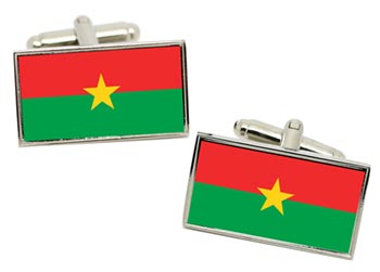 Burkina Faso Flag Cufflinks in Chrome Box