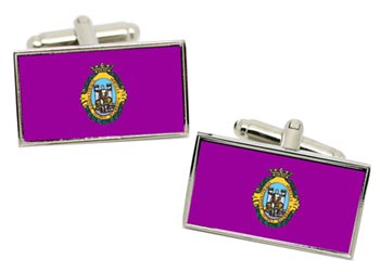 Cdiz City (Spain) Flag Cufflinks in Chrome Box