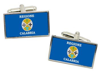 Calabria (Italy) Flag Cufflinks in Chrome Box