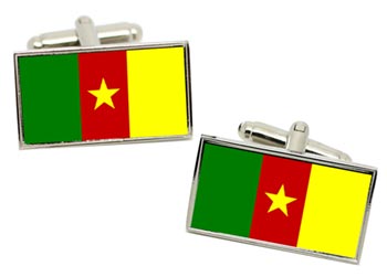 Cameroon Flag Cufflinks in Chrome Box