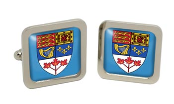 Canada Coat of Arms Square Cufflinks in Chrome Box