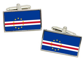 Cape Verde Flag Cufflinks in Chrome Box