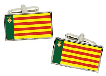 Castellón (Spain) Flag Cufflinks in Chrome Box