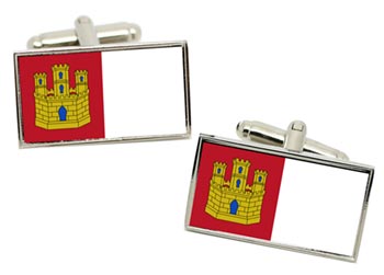 Castilla-La Mancha (Spain) Flag Cufflinks in Chrome Box