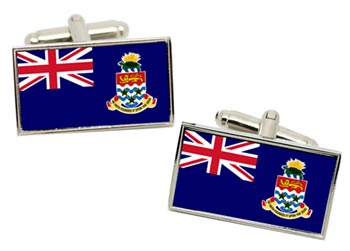 Cayman Islands Flag Cufflinks in Chrome Box