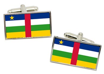 Central African Republic Flag Cufflinks in Chrome Box