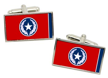 Chattanooga TN (USA) Flag Cufflinks in Chrome Box