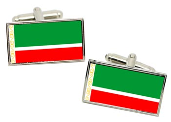 Chechnya (Russia) Flag Cufflinks in Chrome Box