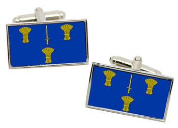 Cheshire (England) Flag Cufflinks in Chrome Box