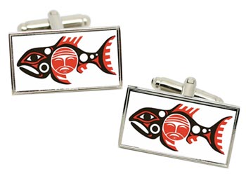 Chinook Tribe Flag Cufflinks in Chrome Box