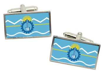 Chubut, Argentina Flag Cufflinks in Chrome Box