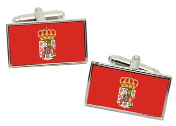 Ciudad Real (Spain) Flag Cufflinks in Chrome Box