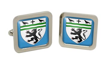 Clwyd (Wales) Square Cufflinks in Chrome Box