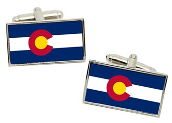 Colorado USA Flag Cufflinks in Chrome Box