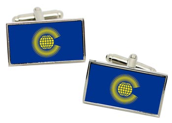 Commonwealth of Nations Flag Cufflinks in Chrome Box