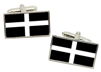 Cornwall (England) Flag Cufflinks in Chrome Box