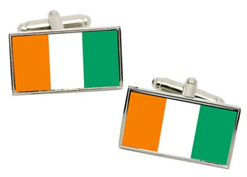 Côte d'Ivoire (Ivory Coast) Flag Cufflinks in Chrome Box
