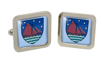County Galway (Ireland) Square Cufflinks in Chrome Box