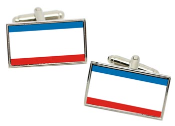Crimea (Russia) Flag Cufflinks in Chrome Box