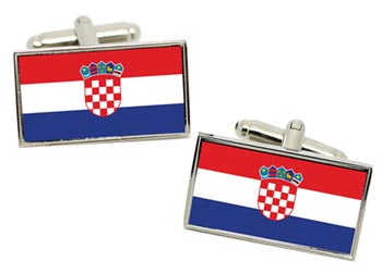 Croatia Flag Cufflinks in Chrome Box