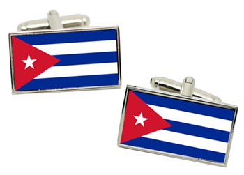Cuba Flag Cufflinks in Chrome Box