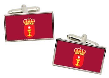 Cuenca City (Spain) Flag Cufflinks in Chrome Box