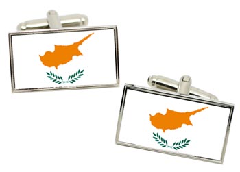 Cyprus Flag Cufflinks in Chrome Box