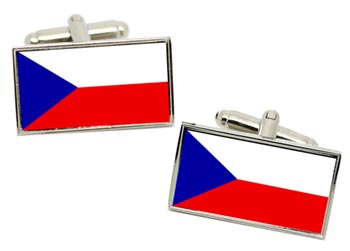 Czech Republic Flag Cufflinks in Chrome Box