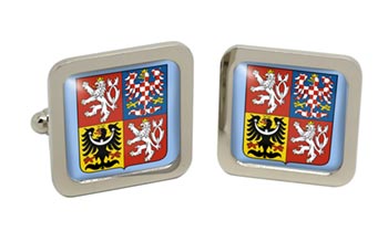 Czech Republic Square Cufflinks in Chrome Box